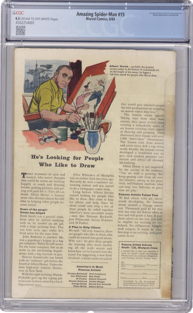 Amazing Spiderman Vol 1 Issue 15 CGC 4.5