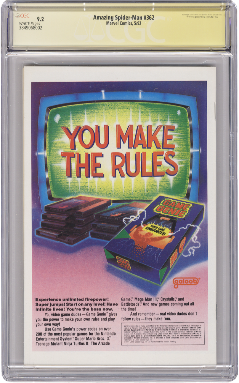 Amazing Spiderman Vol 1 Issue 362 GCG 9.2 (Signature Series)