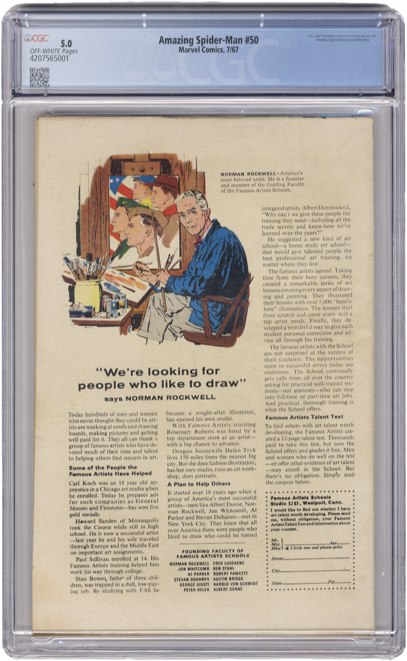 Amazing Spiderman Vol 1 Issue 50 CGC 5.0