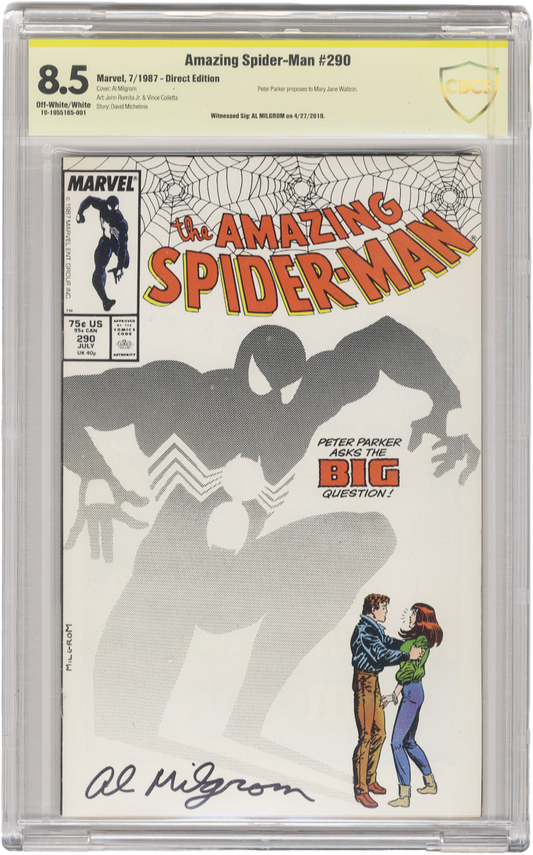 Amazing Spiderman Vol 1 Issue 290 CBCS 8.5 (autographed by Al Milgrom)