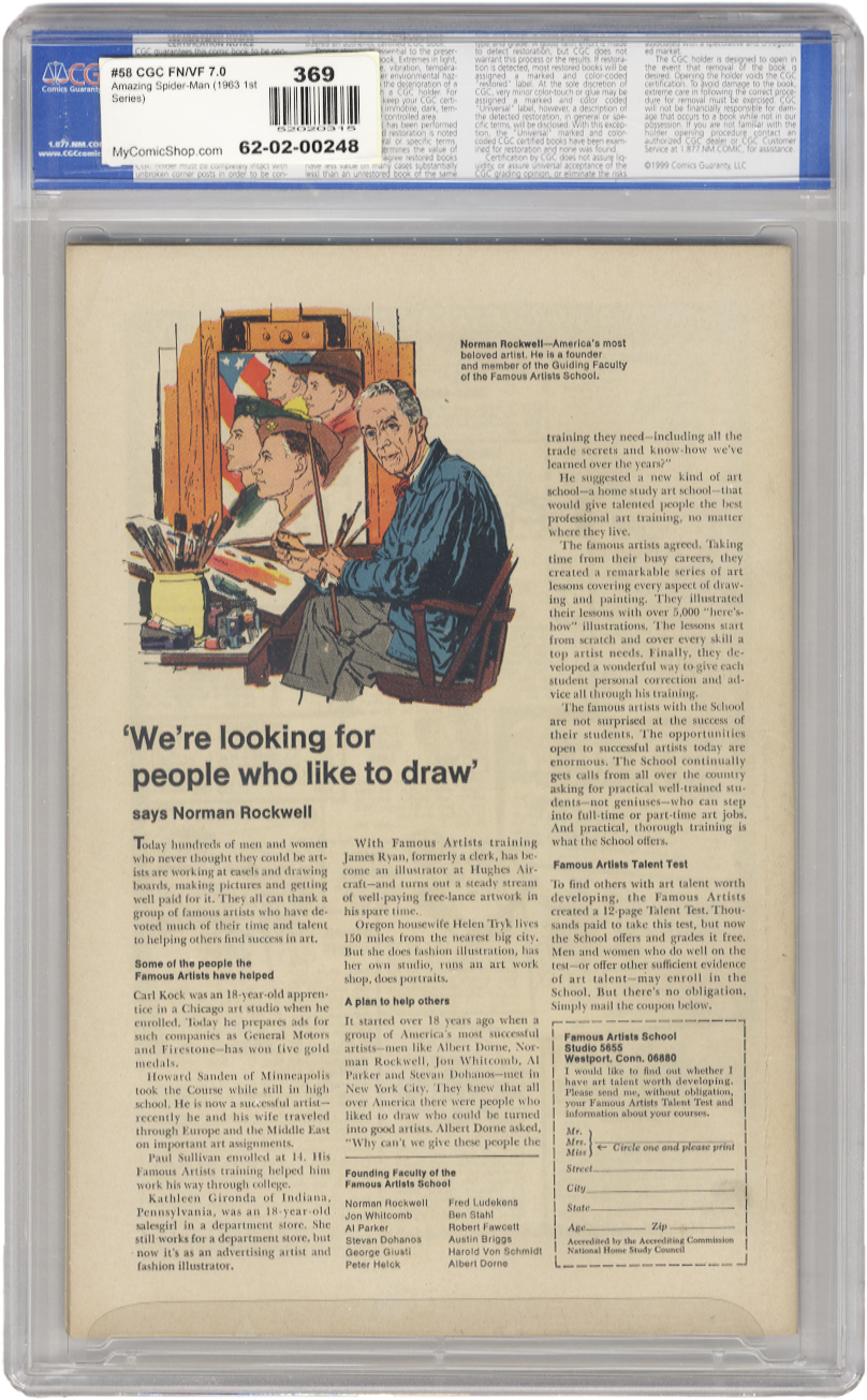 Amazing Spiderman Vol 1 Issue 58 CGC 7.0